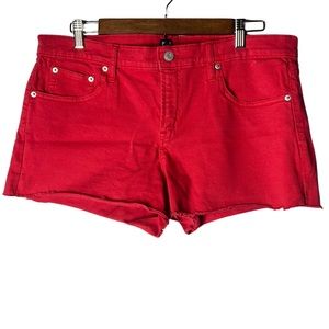 (GAP) Red Jean 3” Short with Distressed Hem in Crimson Red